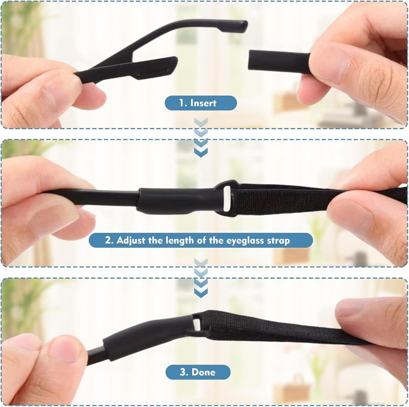 feehope 4 Pack Adjustable Glasses Strap（8.5-12.5in）, Glass Straps for Eyeglasses & Sunglasses, Anti-Slip Sports & Daily Use Eyeglass Strap - Image 4